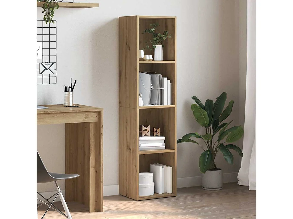 Bibliothèque chêne artisanal 36x30x143 cm bois d'ingénierie