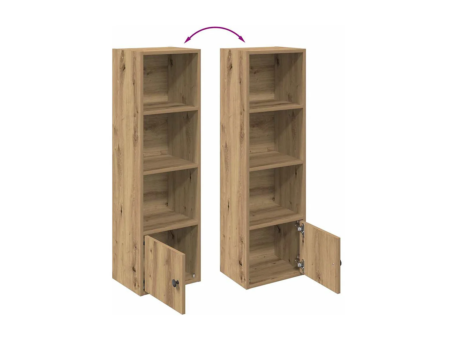 Bibliothèque chêne artisanal 31x24x102 cm bois d'ingénierie