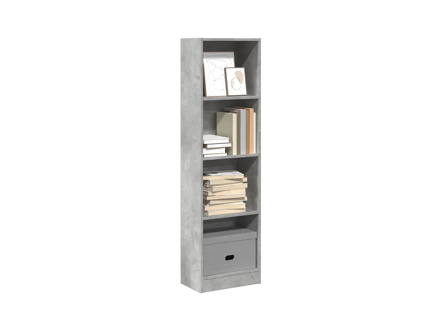 Estantería de madera de ingeniería gris hormigón 40x24x143 cm