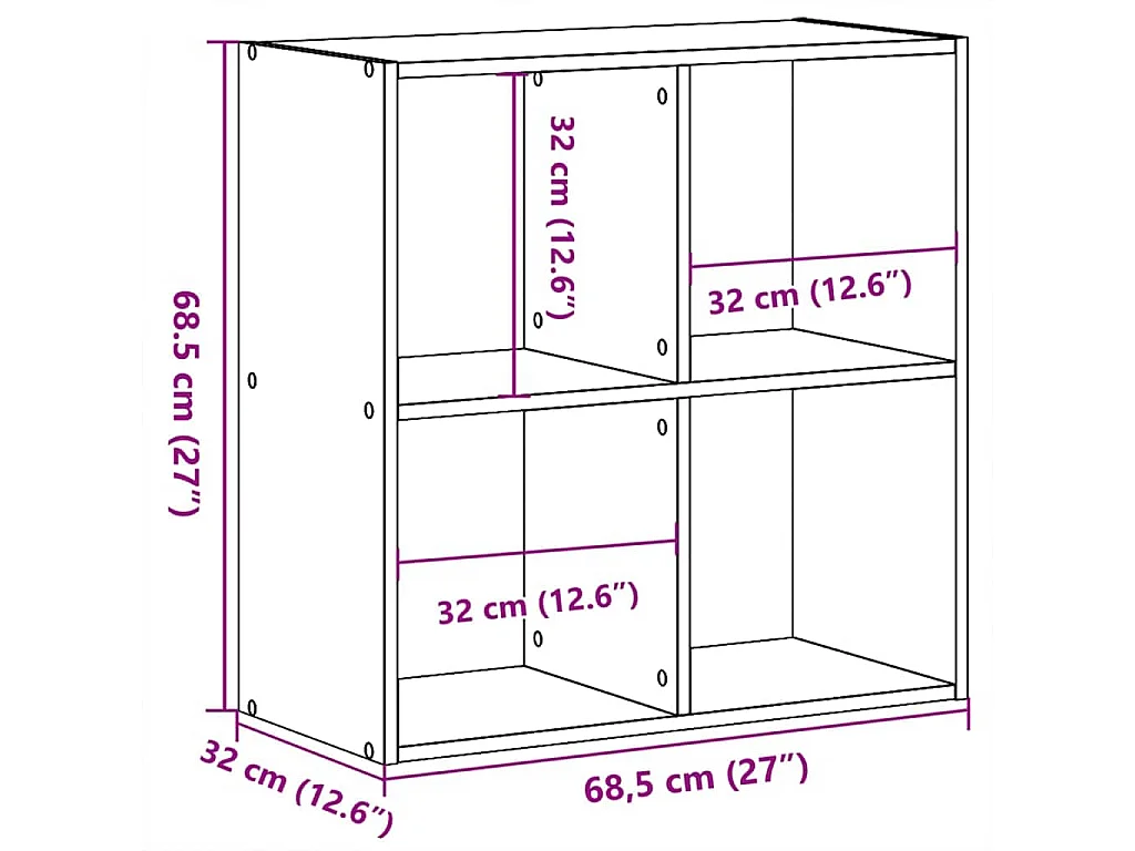 Estantería Roble negro 68.5 x 32 x 68.5 cm Madera contrachapada