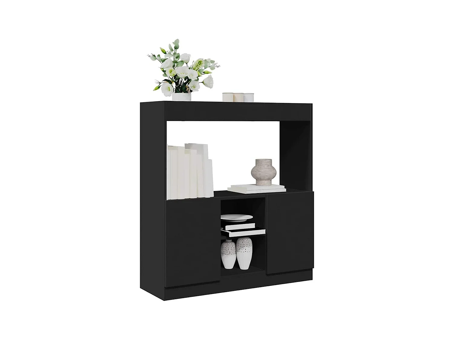 Bibliothèque noir 92x33x100 cm bois d'ingénierie