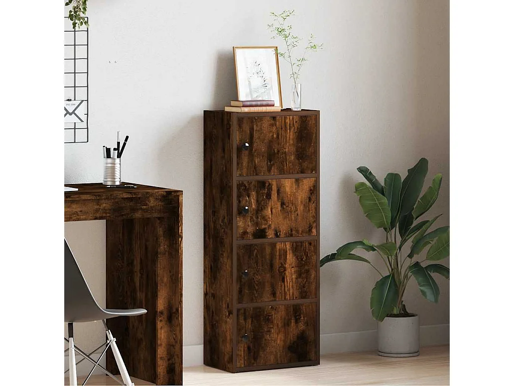 Estantería de madera de ingeniería roble ahumado 40x24x102 cm