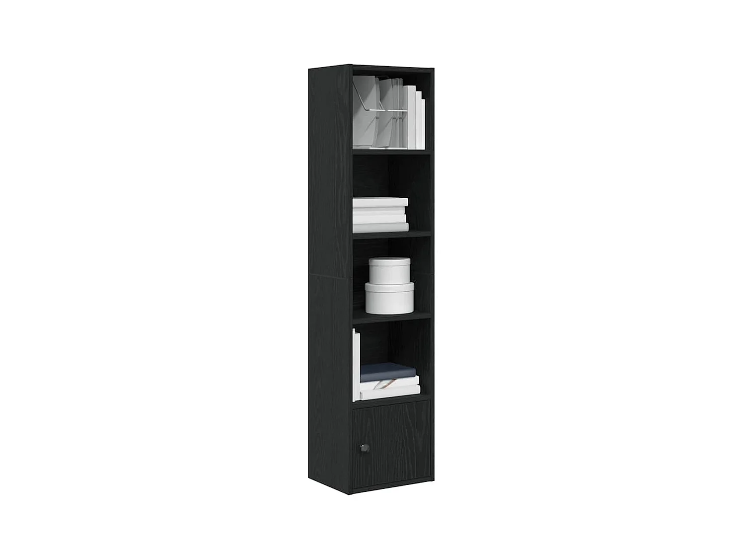 Estantería de madera de ingeniería roble negro 31x24x127 cm
