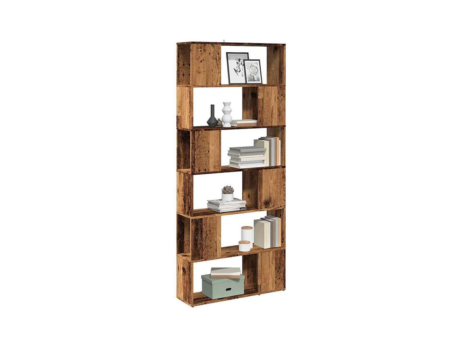 Bibliothèque/Séparateur de pièce vieux bois 80x24x186 cm