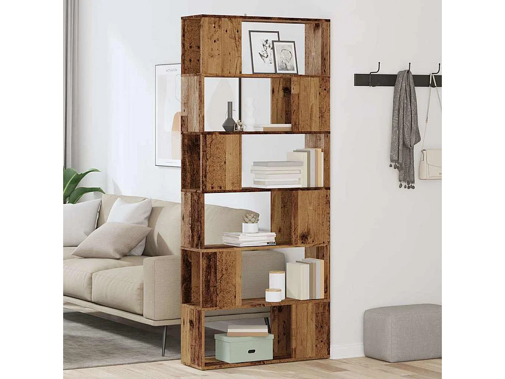 Bibliothèque/Séparateur de pièce vieux bois 80x24x186 cm