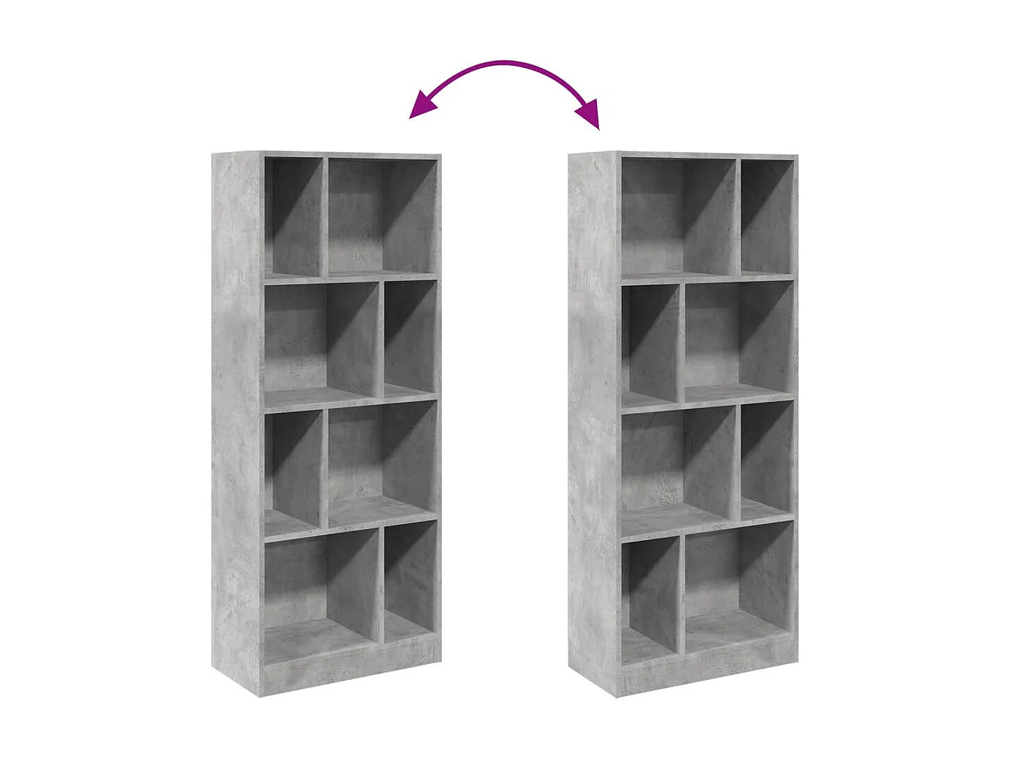 Bibliothèque gris béton 57x28,5x141 cm bois d'ingénierie