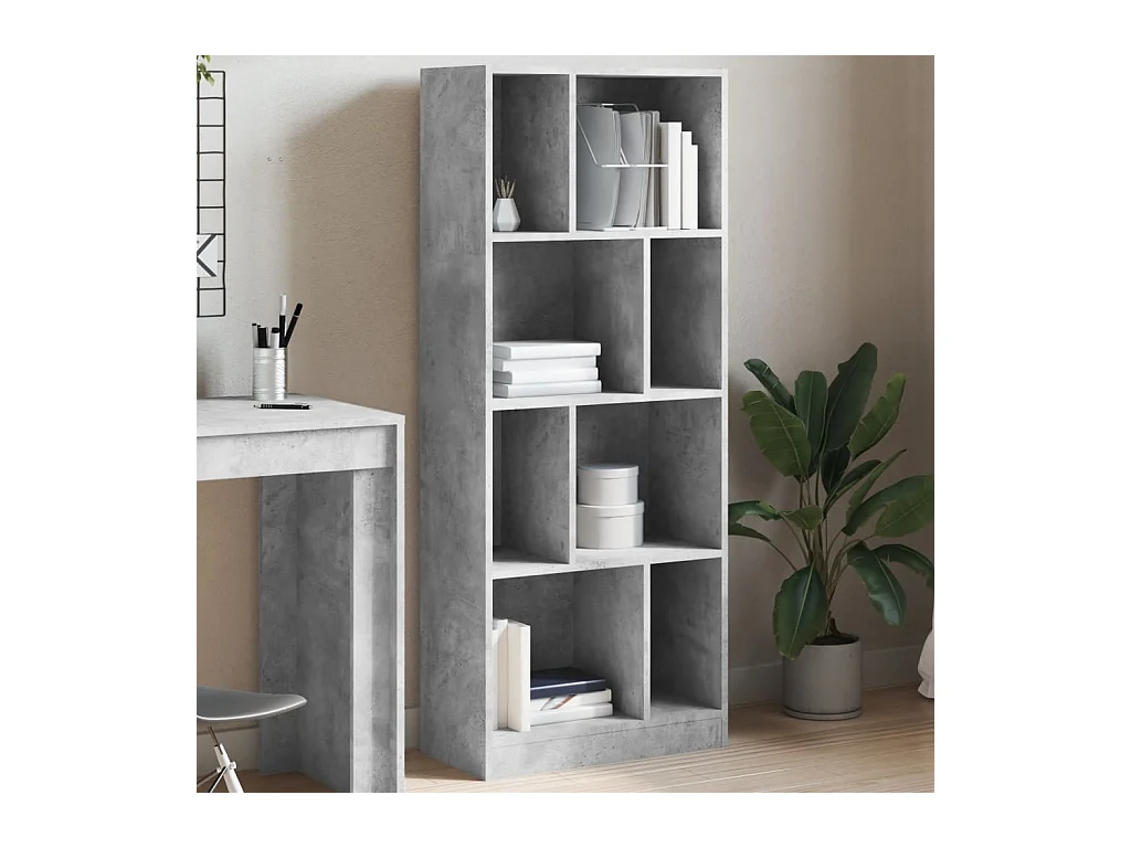 Estantería madera de ingeniería gris hormigón 57x28,5x141 cm
