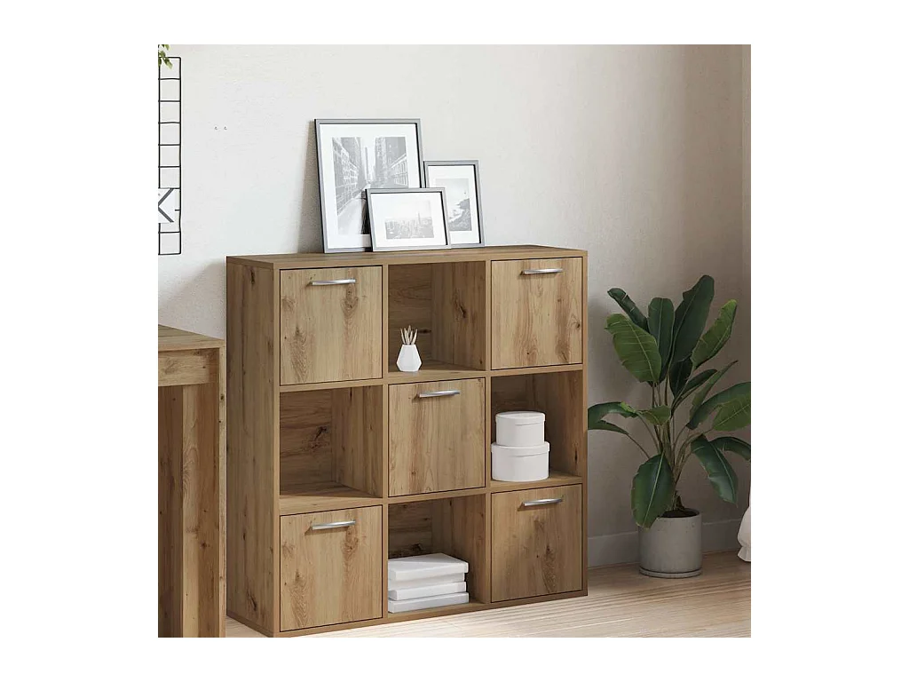 Bibliothèque chêne artisanal 90x28x90 cm bois d'ingénierie