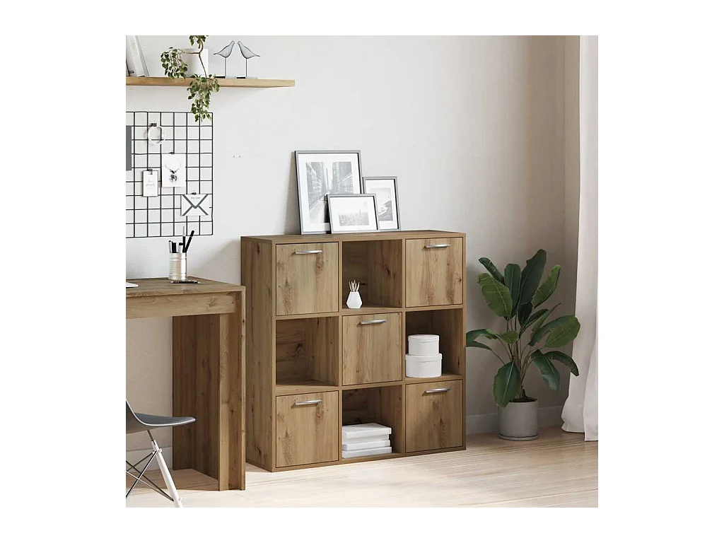 Bibliothèque chêne artisanal 90x28x90 cm bois d'ingénierie