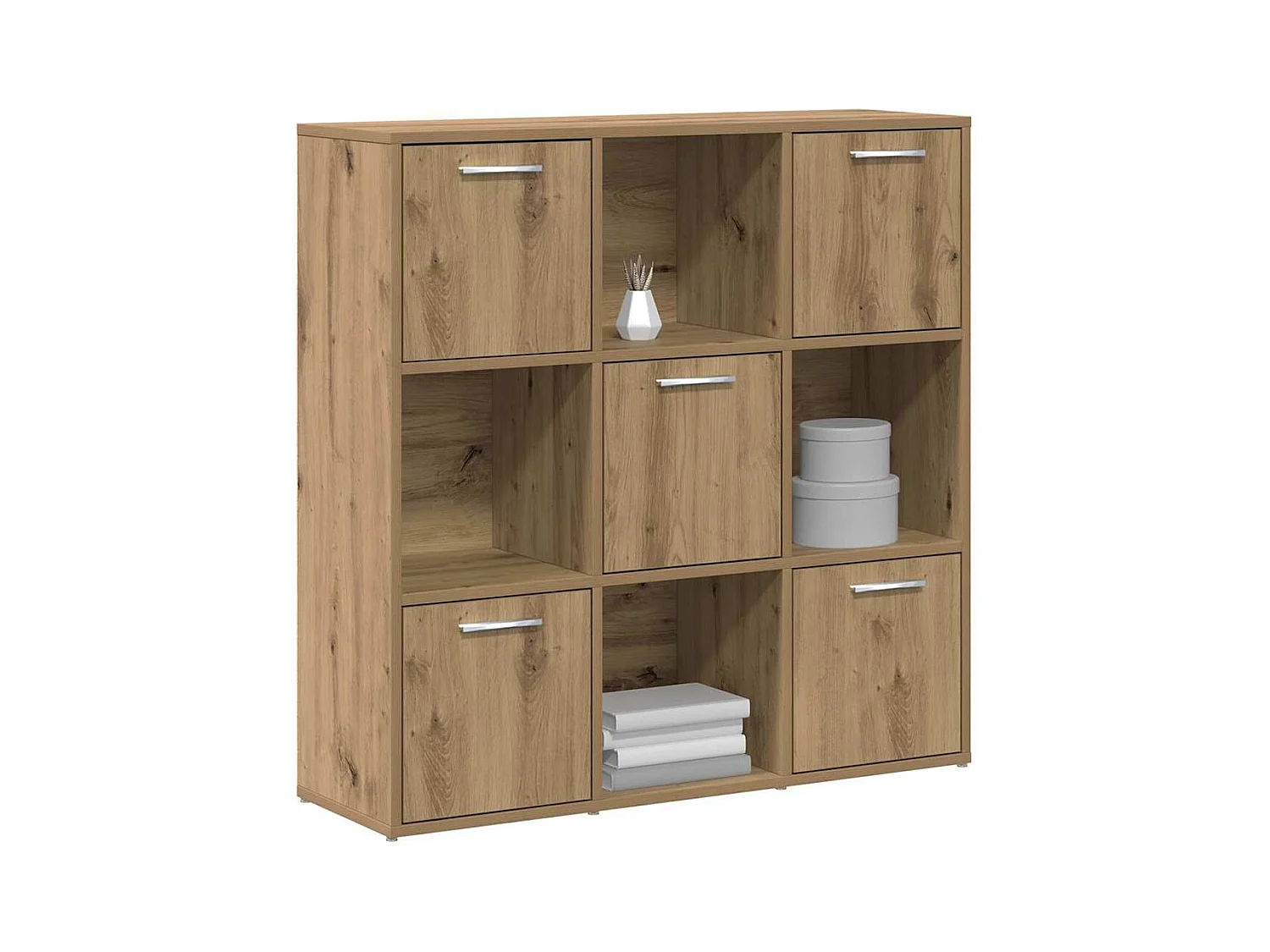 Bibliothèque chêne artisanal 90x28x90 cm bois d'ingénierie