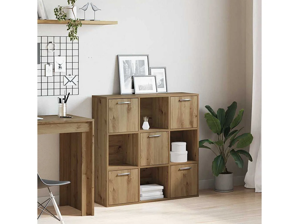 Bibliothèque chêne artisanal 90x28x90 cm bois d'ingénierie