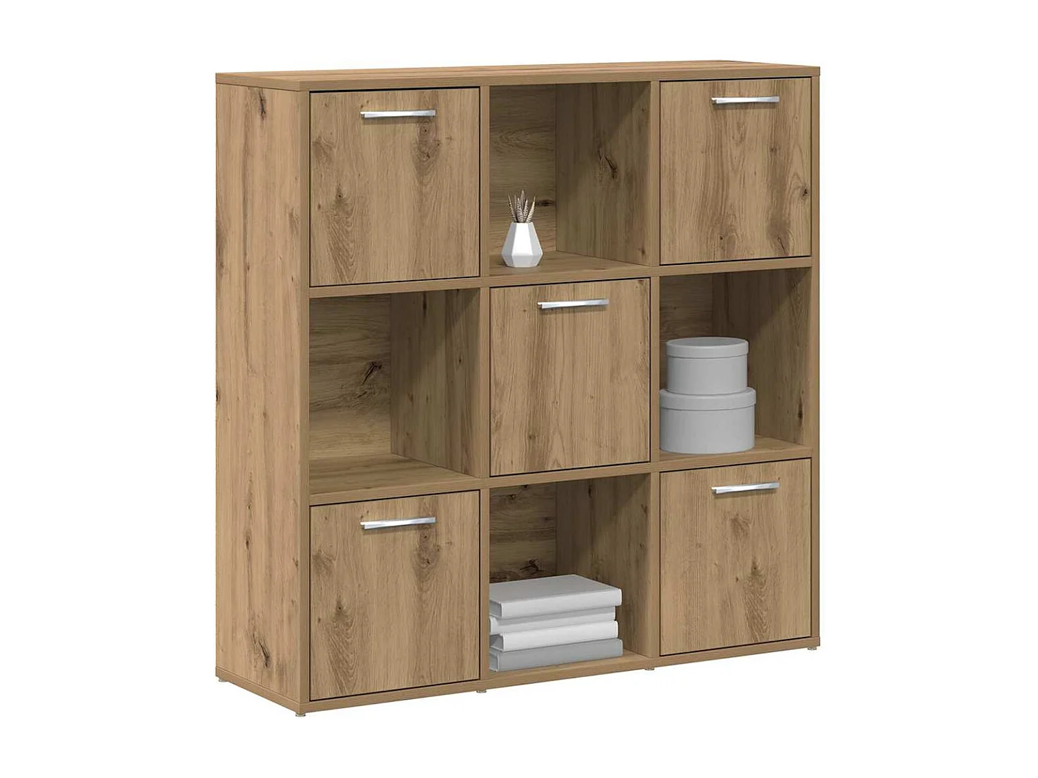 Bibliothèque chêne artisanal 90x28x90 cm bois d'ingénierie