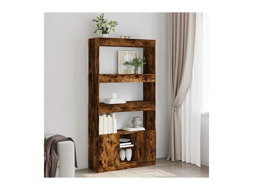 Aparador alto madera de ingeniería roble ahumado 92x33x180 cm