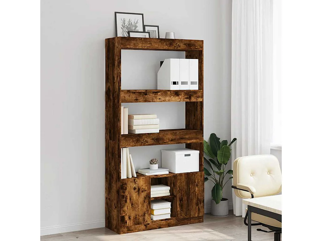 Aparador alto madera de ingeniería roble ahumado 92x33x180 cm