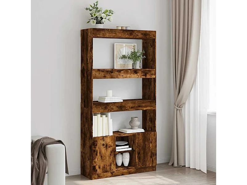 Aparador alto madera de ingeniería roble ahumado 92x33x180 cm