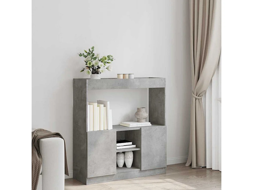 Bibliothèque gris béton 92x33x100 cm bois d'ingénierie