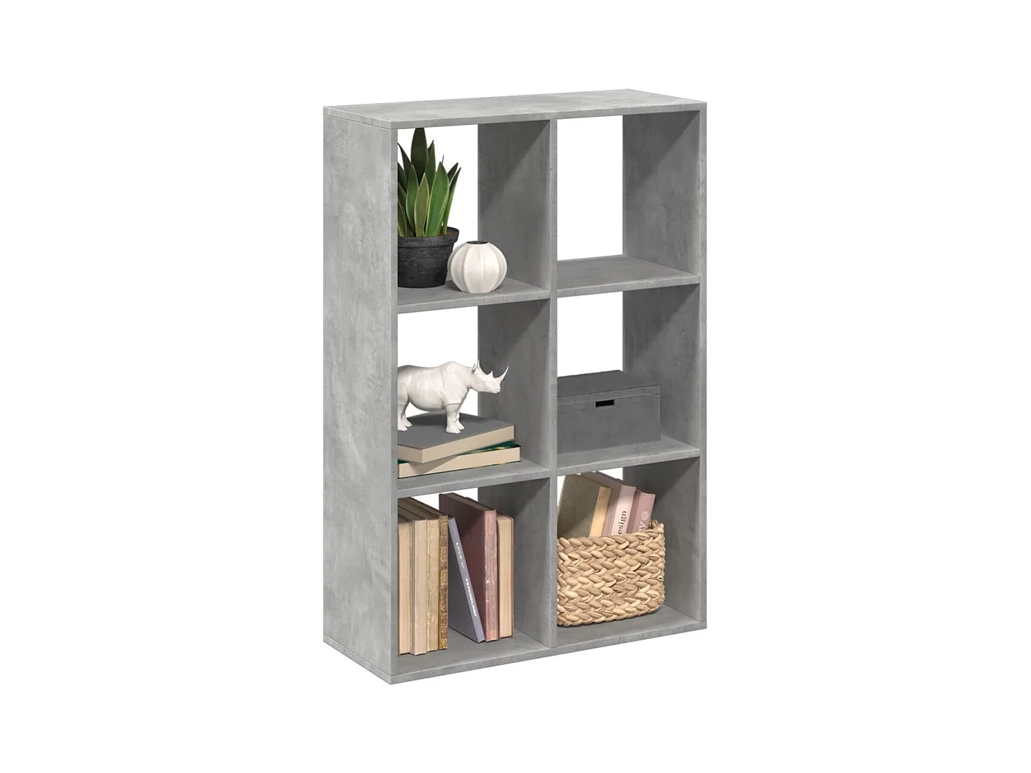 Librería divisora madera gris hormigón 69,5x29x103,5 cm