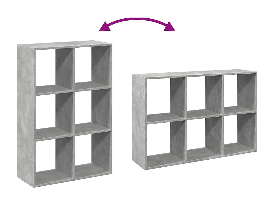 Bibliothèque séparatrice de pièce gris béton 69,5x29x103,5 cm