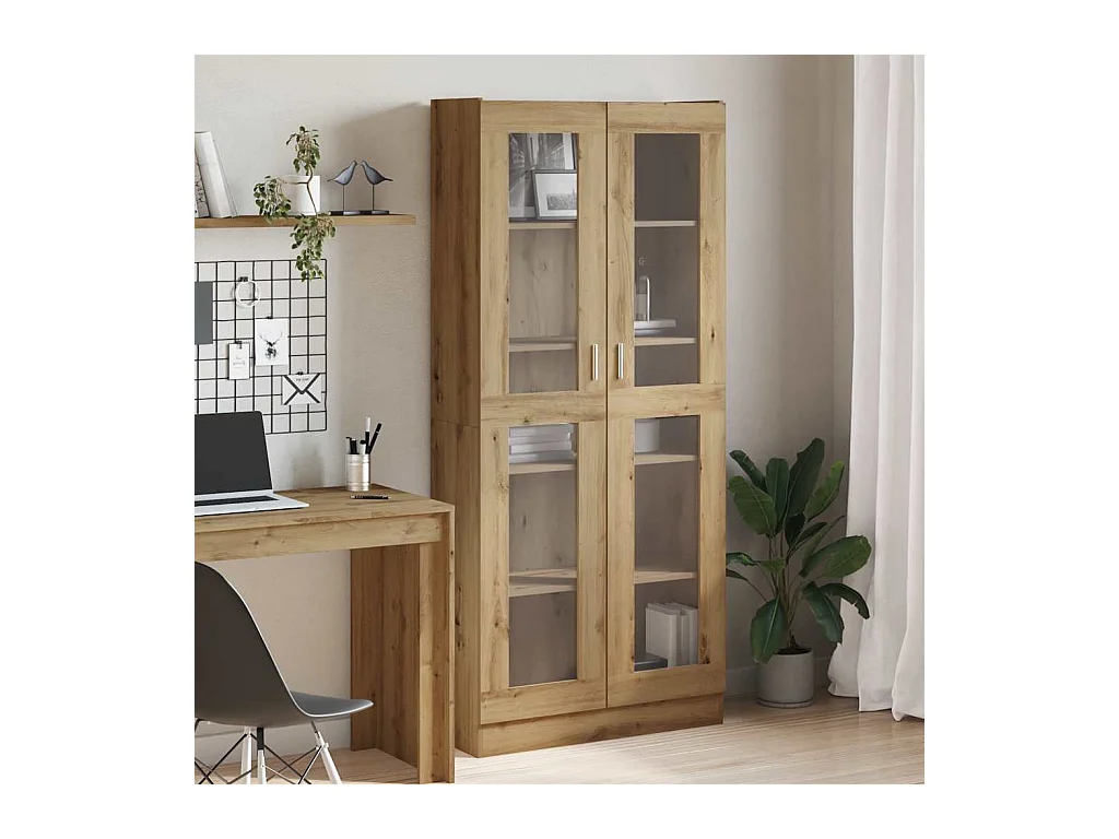 Bibliothèque chêne artisanal 82,5x30,5x185 cm bois d'ingénierie