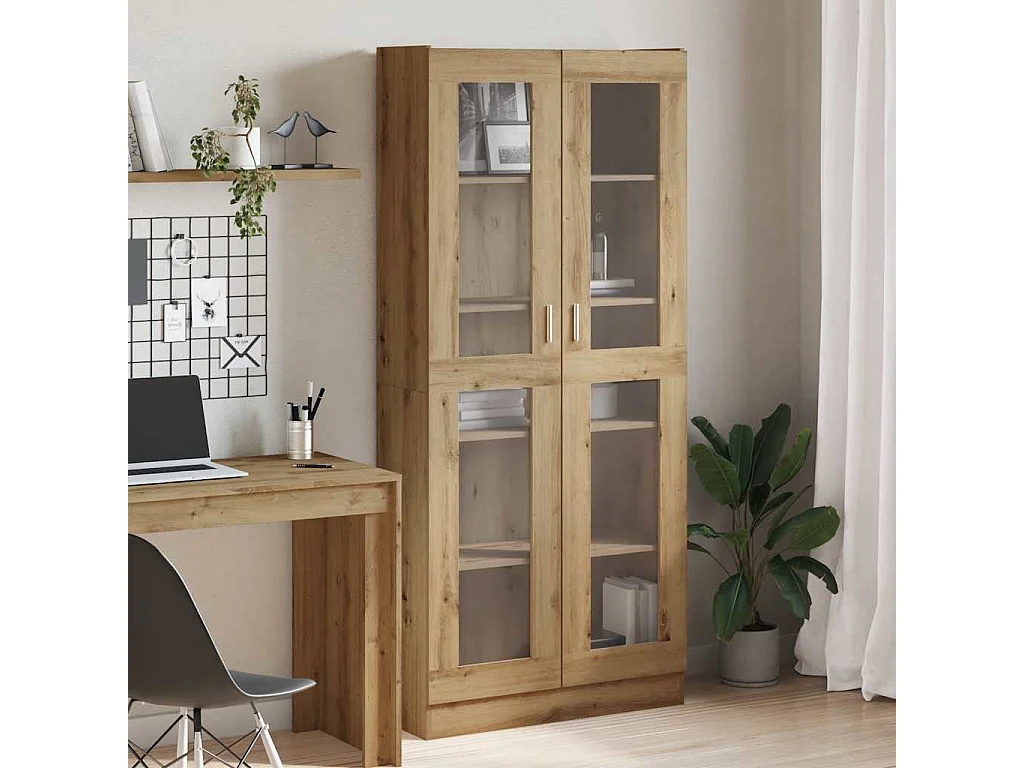 Bibliothèque chêne artisanal 82,5x30,5x185 cm bois d'ingénierie