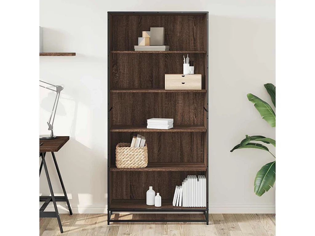 Bibliothèque chêne marron 80,5x35x170,5 cm bois d'ingénierie