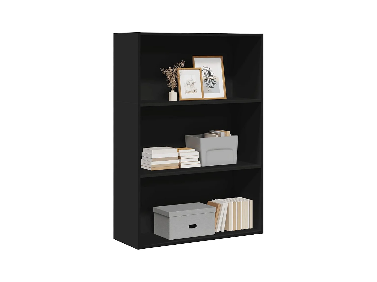 Bibliothèque noir 80x30x114 cm bois d'ingénierie