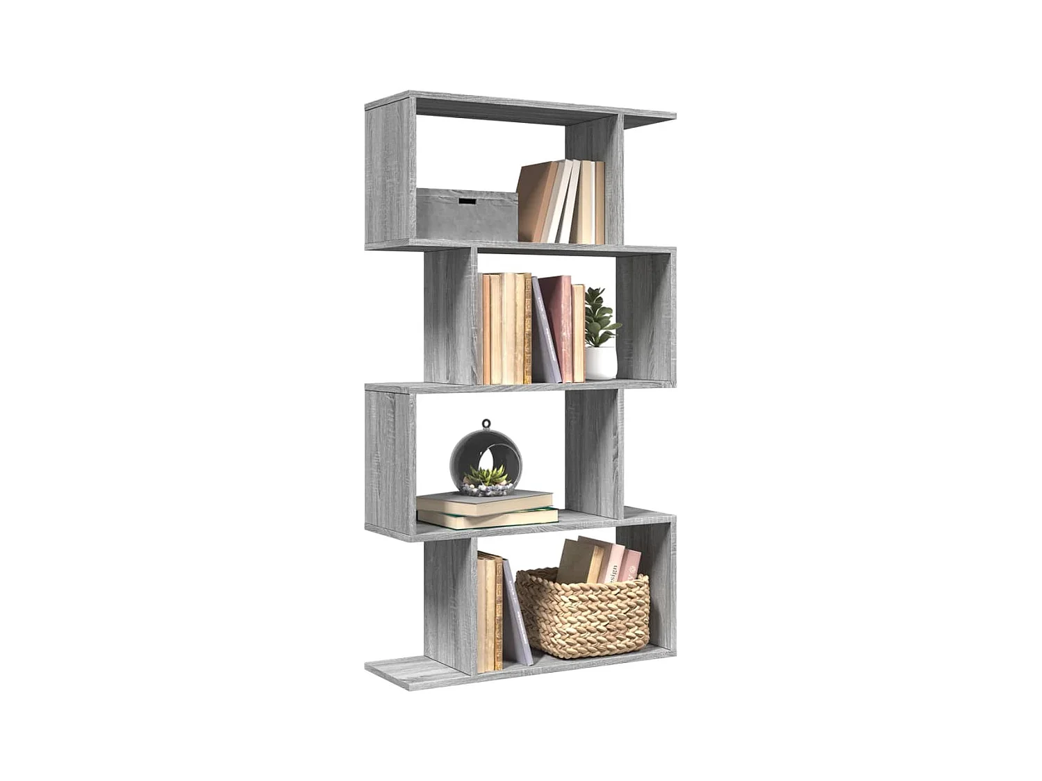 Librería divisora 4 niveles madera gris Sonoma 70x24x129 cm