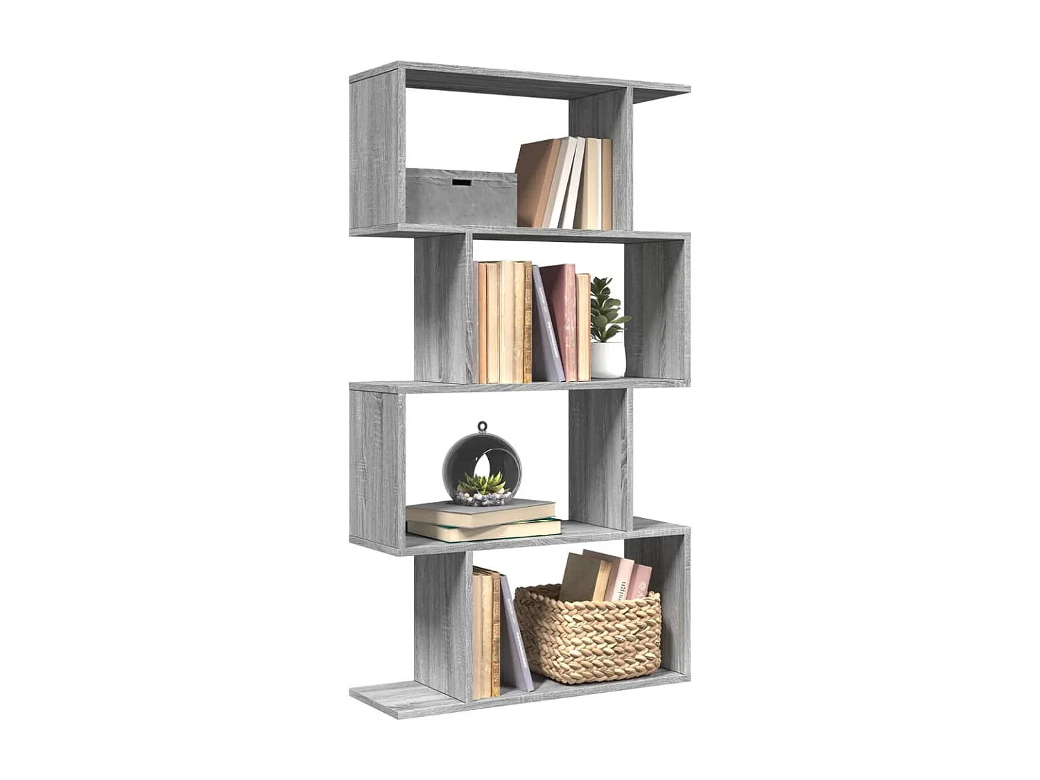 Bibliothèque séparatrice de pièce 4 niveaux sonoma gris 70x24x129 cm