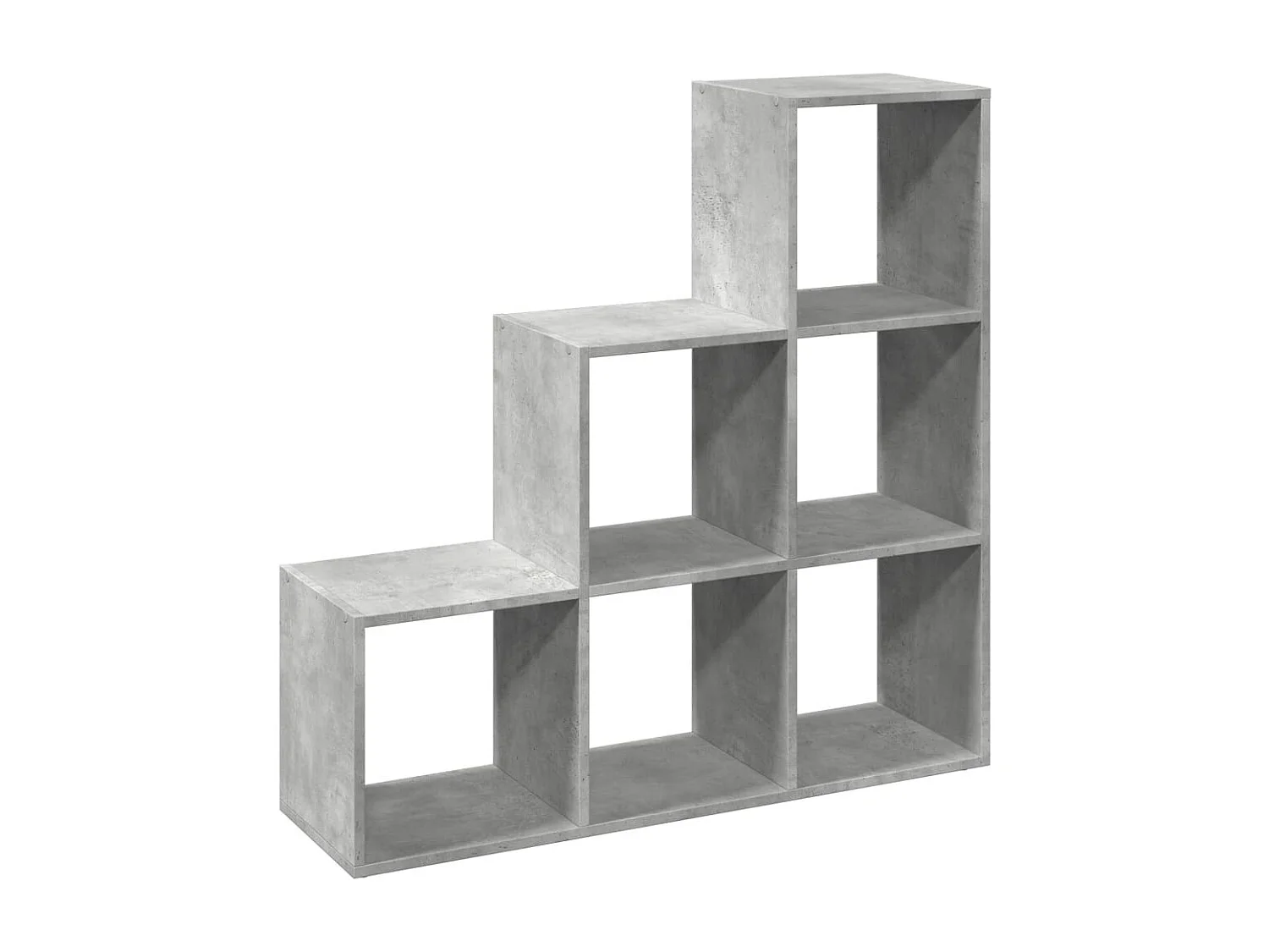 Bibliothèque séparatrice de pièce à 3 niveaux gris béton 99x29x99 cm