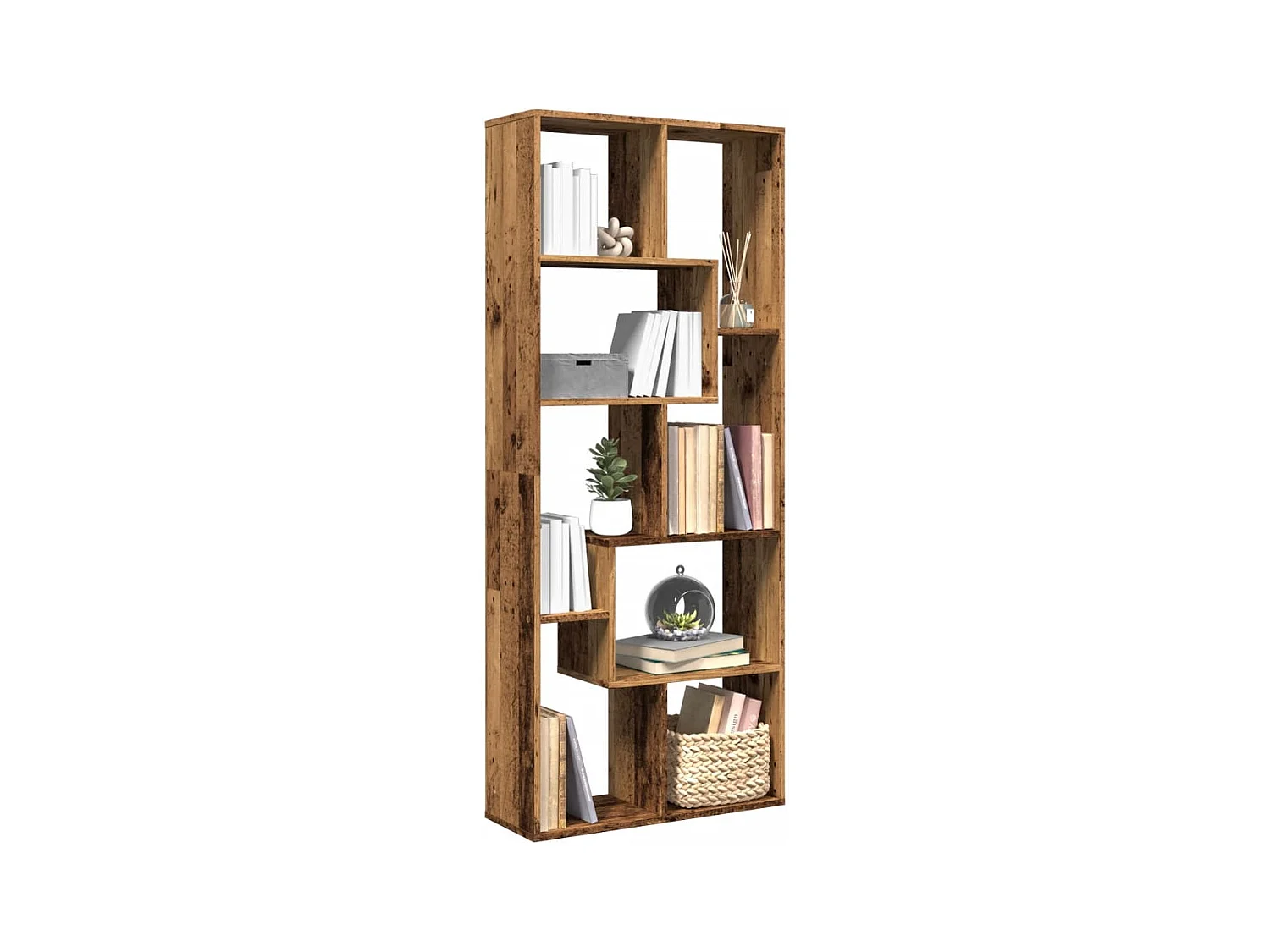 Bibliothèque séparatrice de pièce vieux bois 67x25x161,5 cm