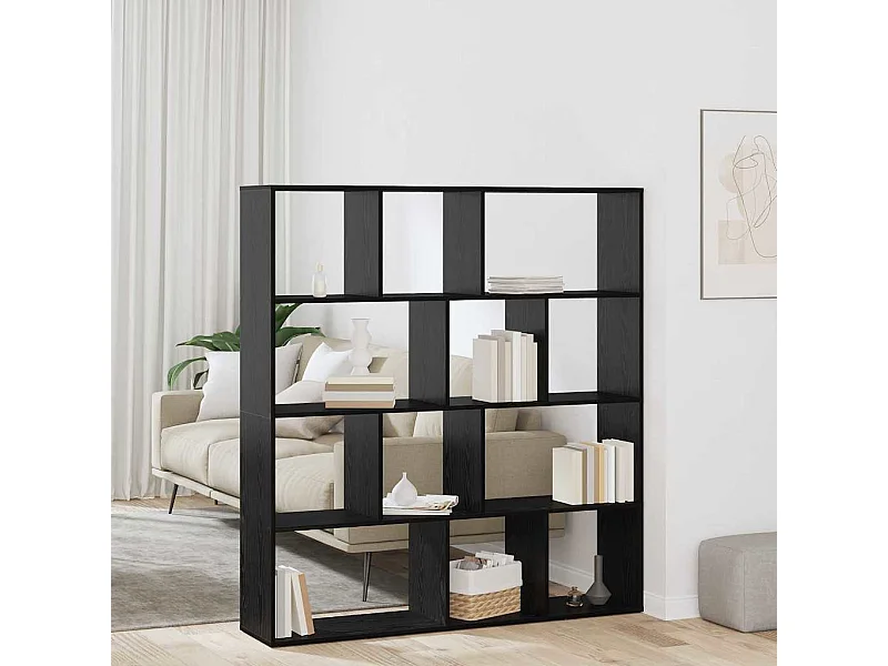 Gabinete de Livros Carvalho preto 132 x 29 x 141.5 cm