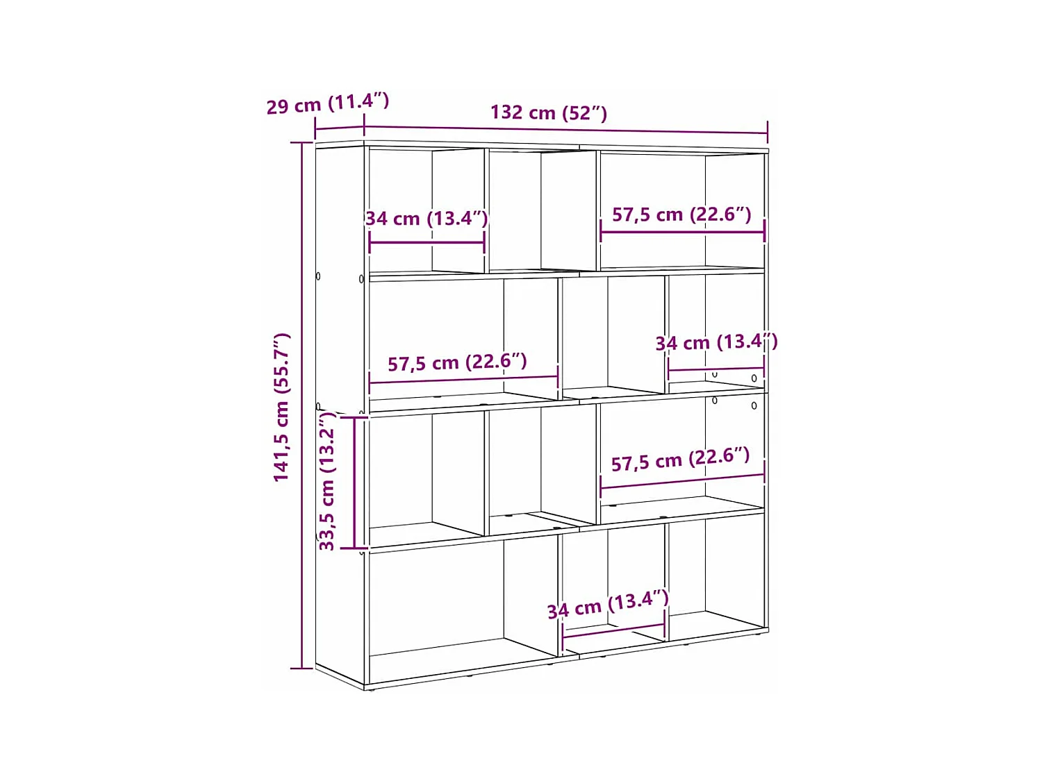 Bibliothèque Chêne noir 132 x 29 x 141,5 cm Bois d'ingénierie