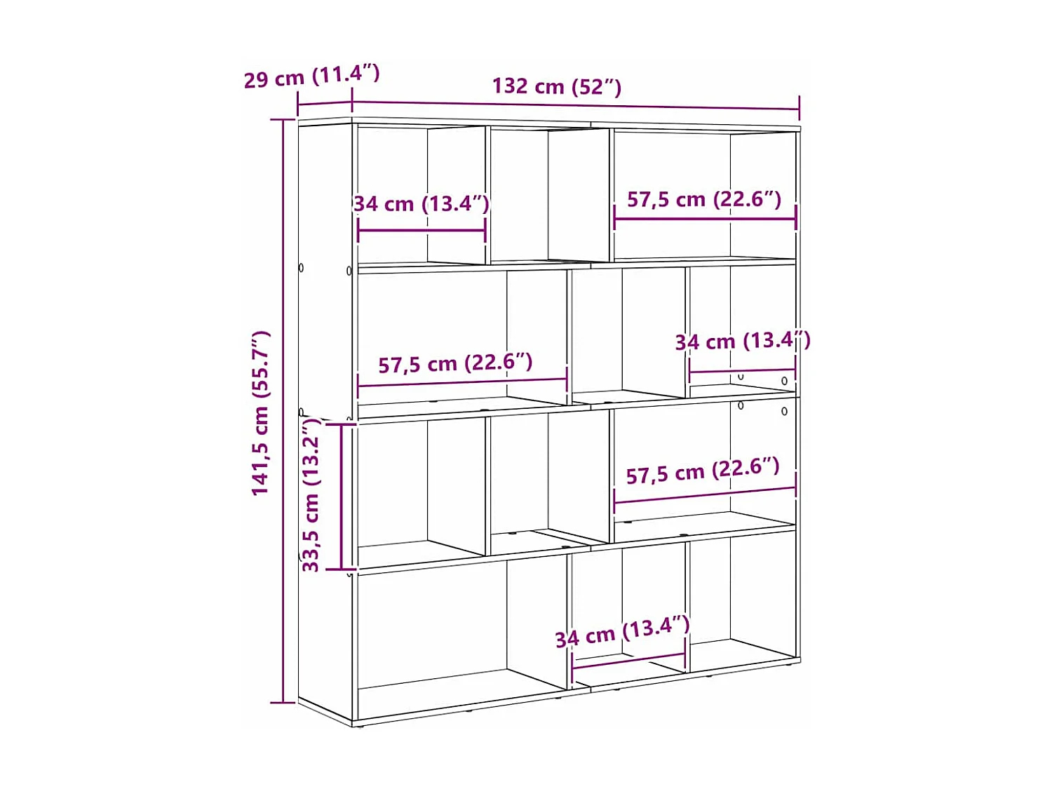 Bibliothèque Chêne noir 132 x 29 x 141,5 cm Bois d'ingénierie