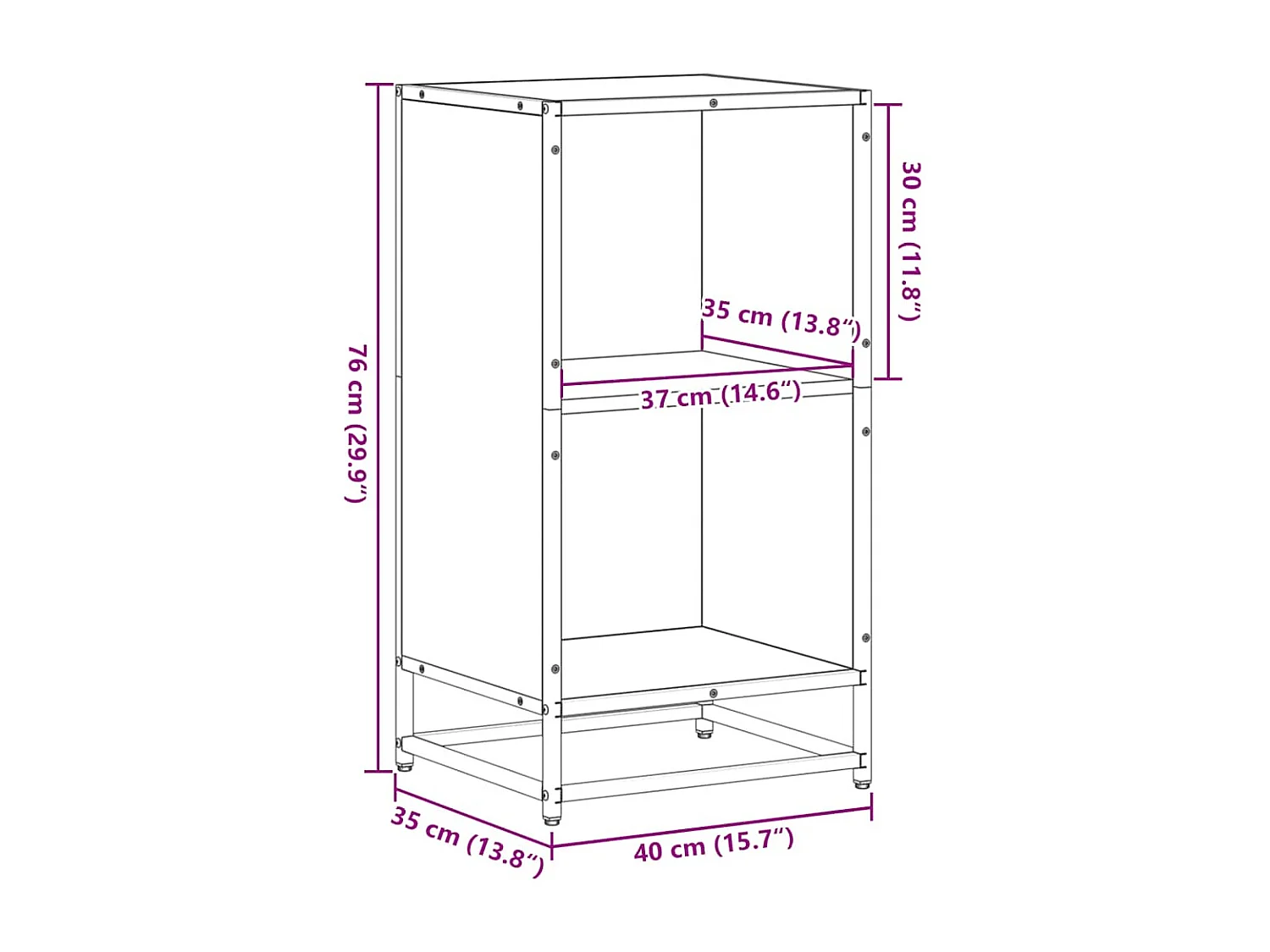 Bibliothèque chêne marron 40x35x76 cm bois d'ingénierie