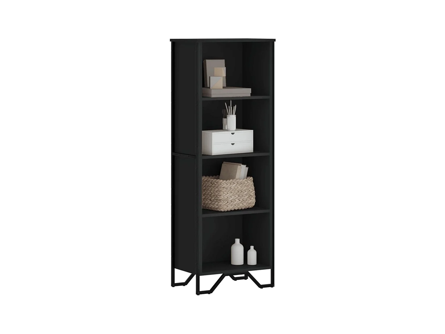 Estantería de madera de ingeniería negra 50x31x137,5 cm