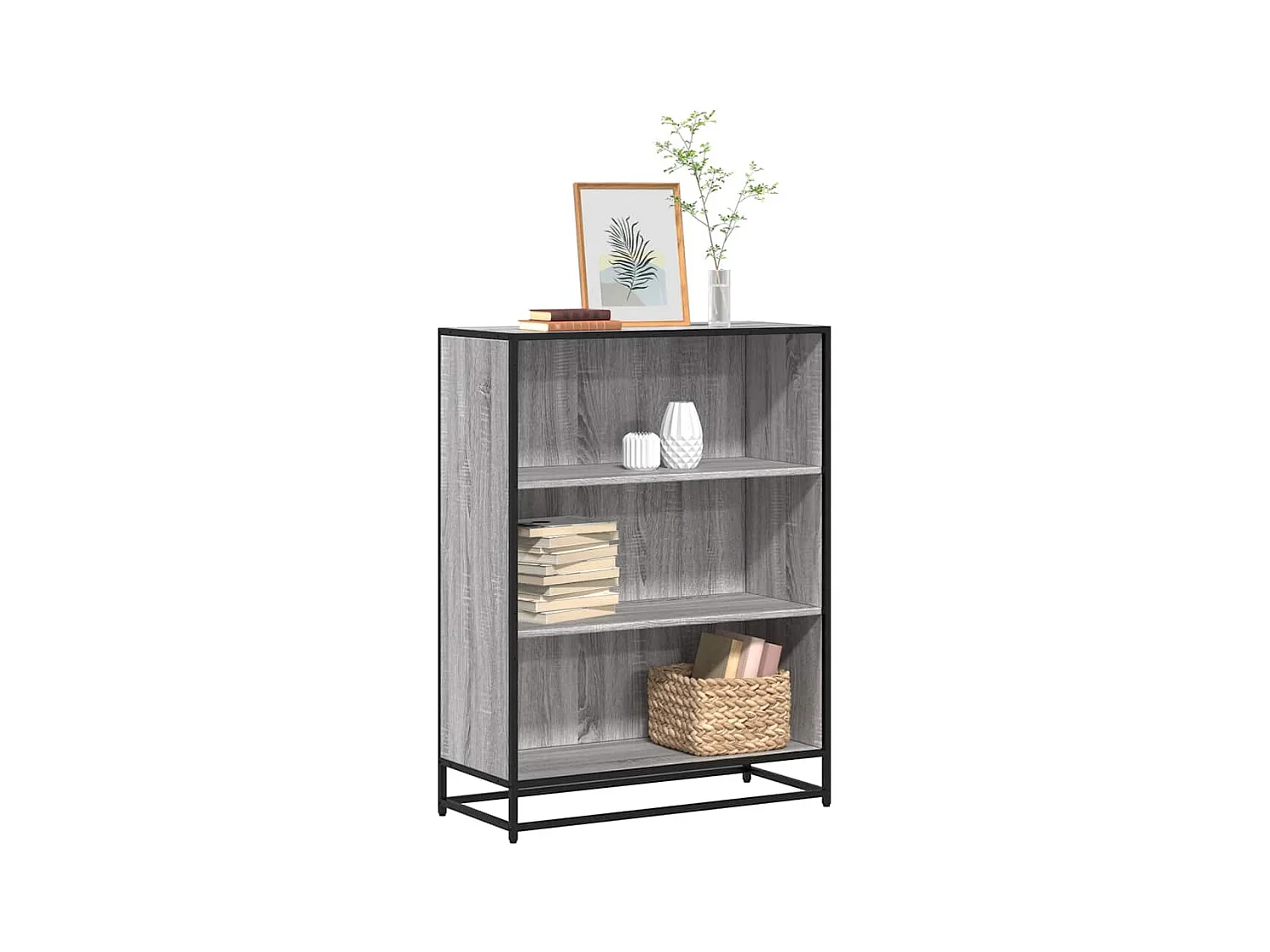 Estantería madera ingeniería gris sonoma 80,5x35x107,5 cm
