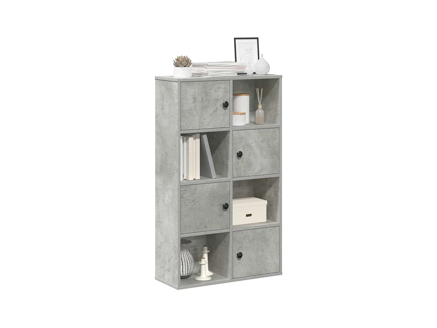 Estantería de madera de ingeniería gris hormigón 60x24x101,5 cm