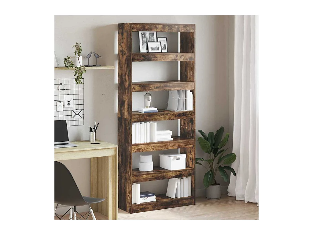 Bibliothèque Chêne fumé 80 x 30 x 198 cm Bois d'ingénierie