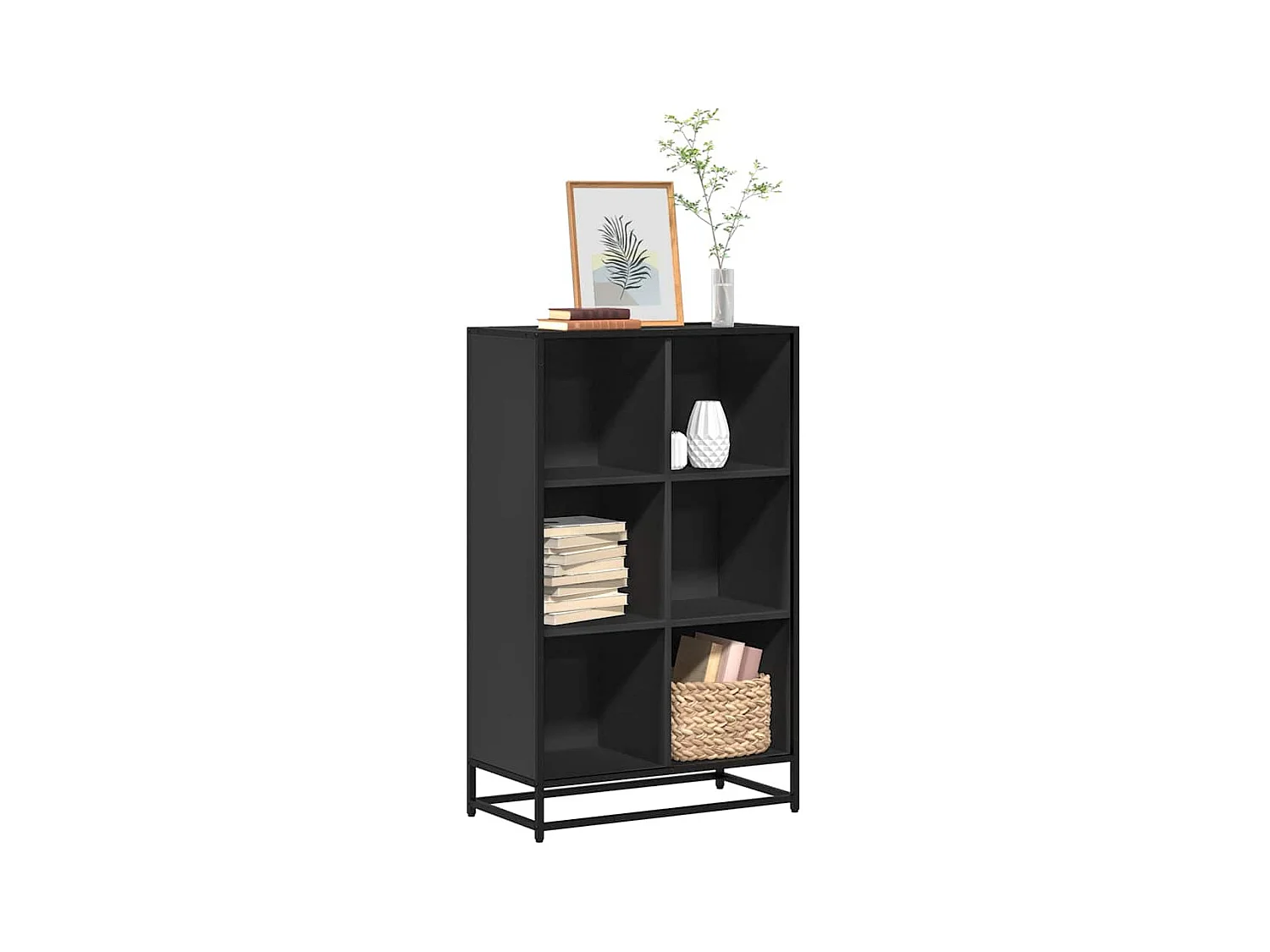 Estantería librería madera ingeniería negra 65,5x33x107,5 cm
