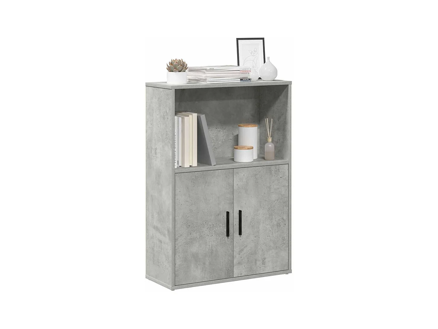 Estantería de madera de ingeniería gris hormigón 60x24x85 cm