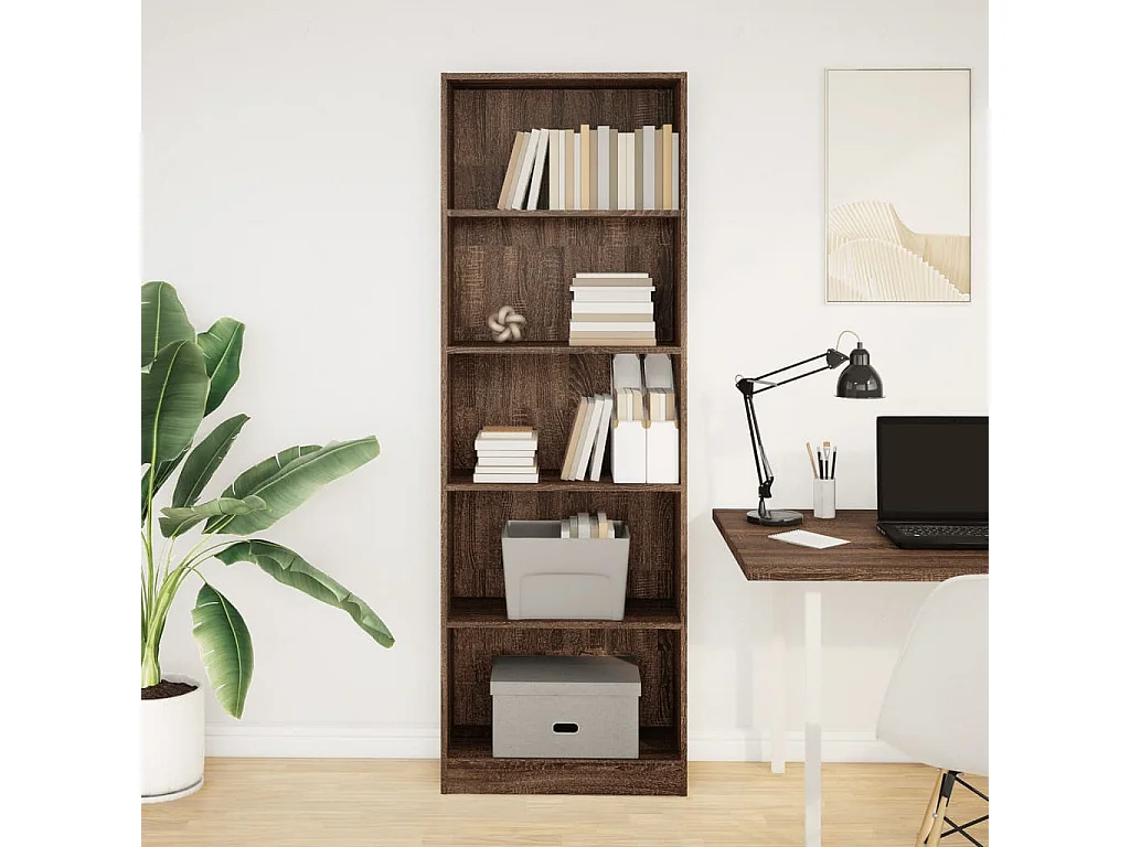 Bibliothèque chêne marron 60x24x176 cm bois d'ingénierie