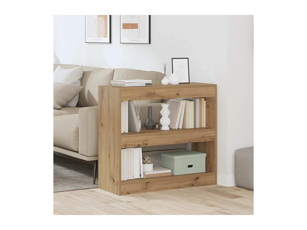 Boekenkast/kamerscherm 80x30x72 cm artisanaal eikenkleur