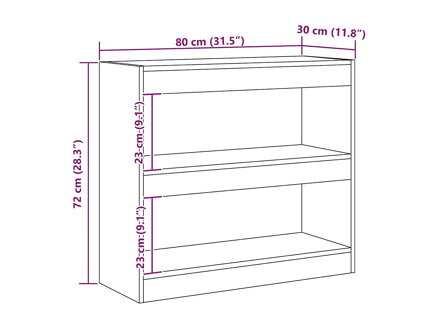 Armário/divisória de quarto carvalho artesanal 80x30x72 cm