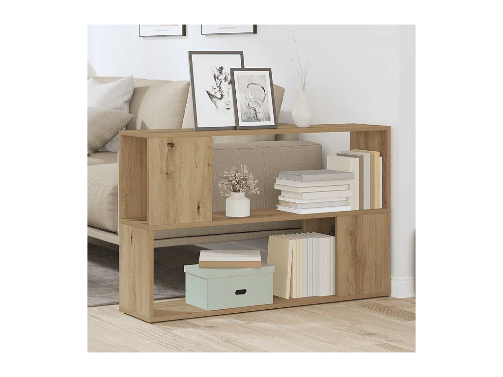 Bibliothèque chêne artisanal 100x24x63 cm bois d'ingénierie