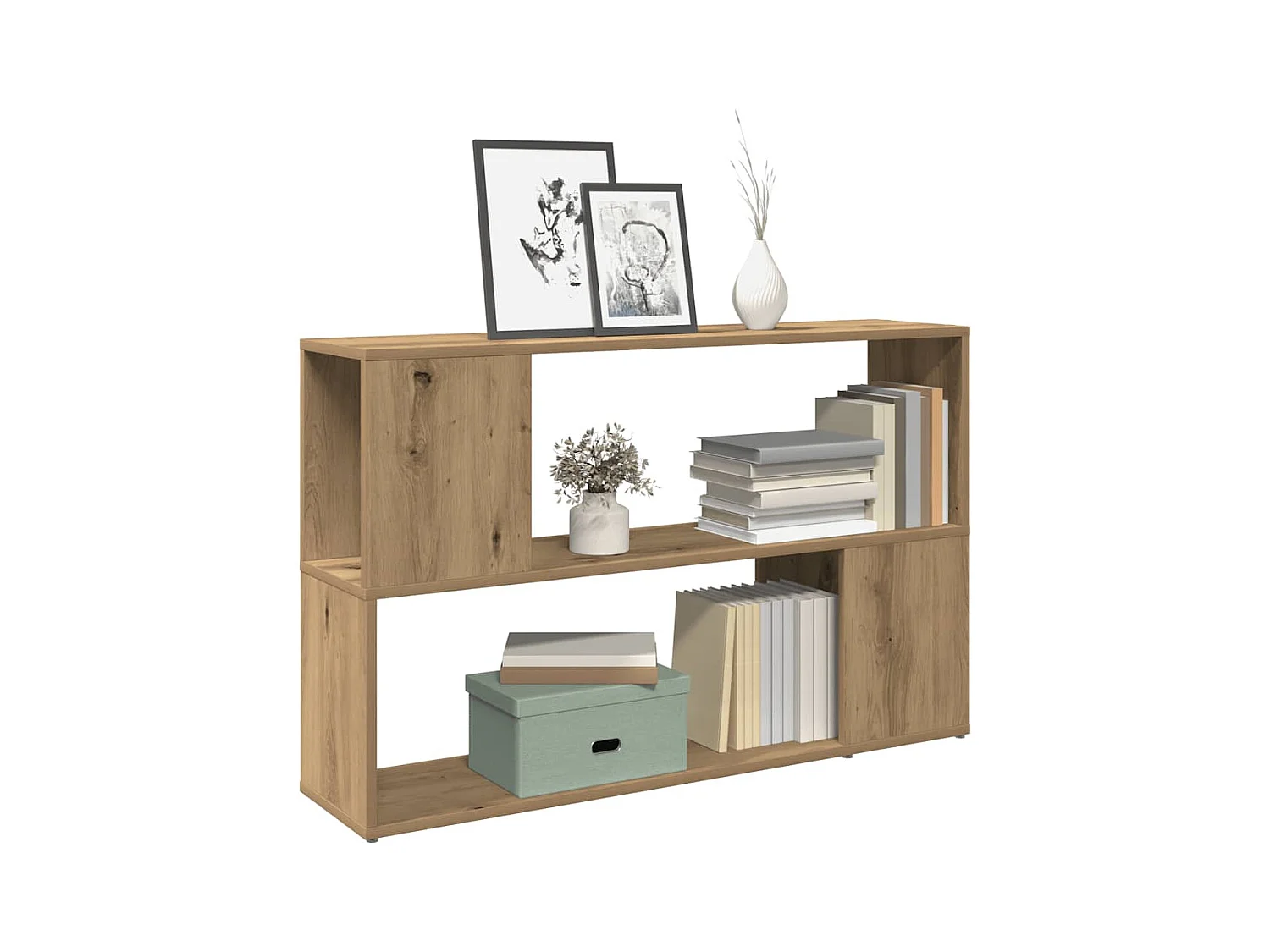 Boekenkast 100x24x63 cm bewerkt hout artisanaal eikenkleur