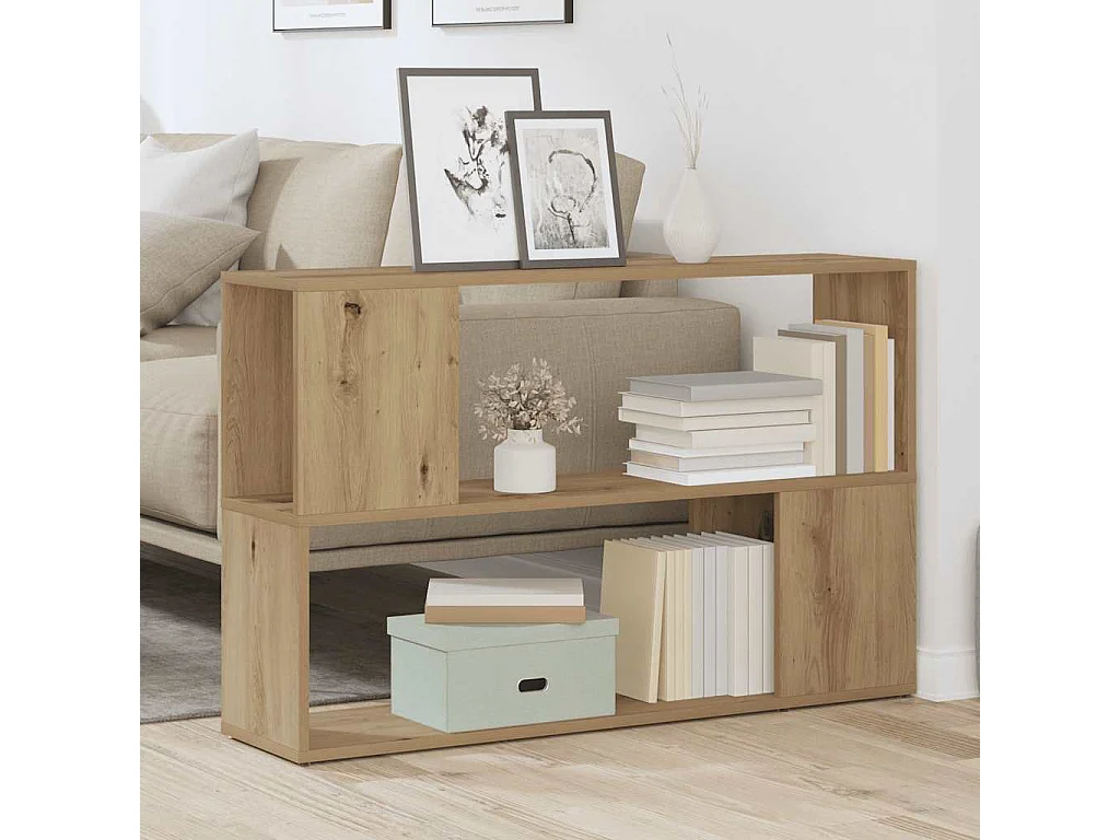 Bibliothèque chêne artisanal 100x24x63 cm bois d'ingénierie