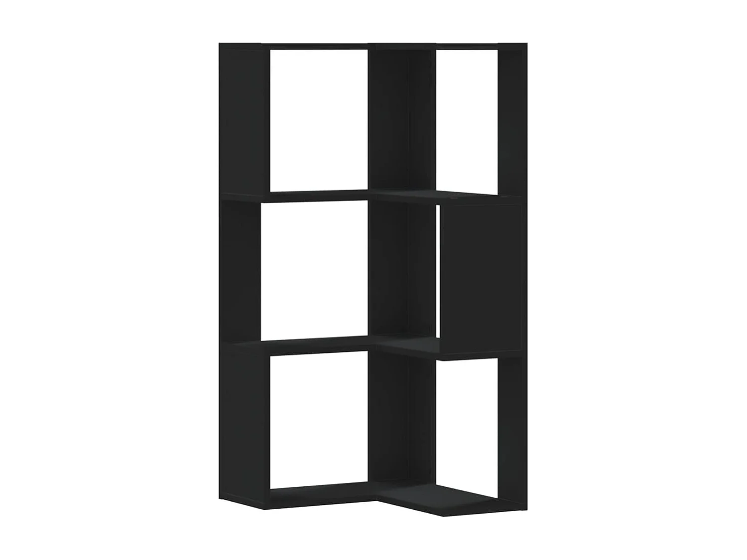 Estantería de esquina 3 niveles madera negro 50x50x102 cm