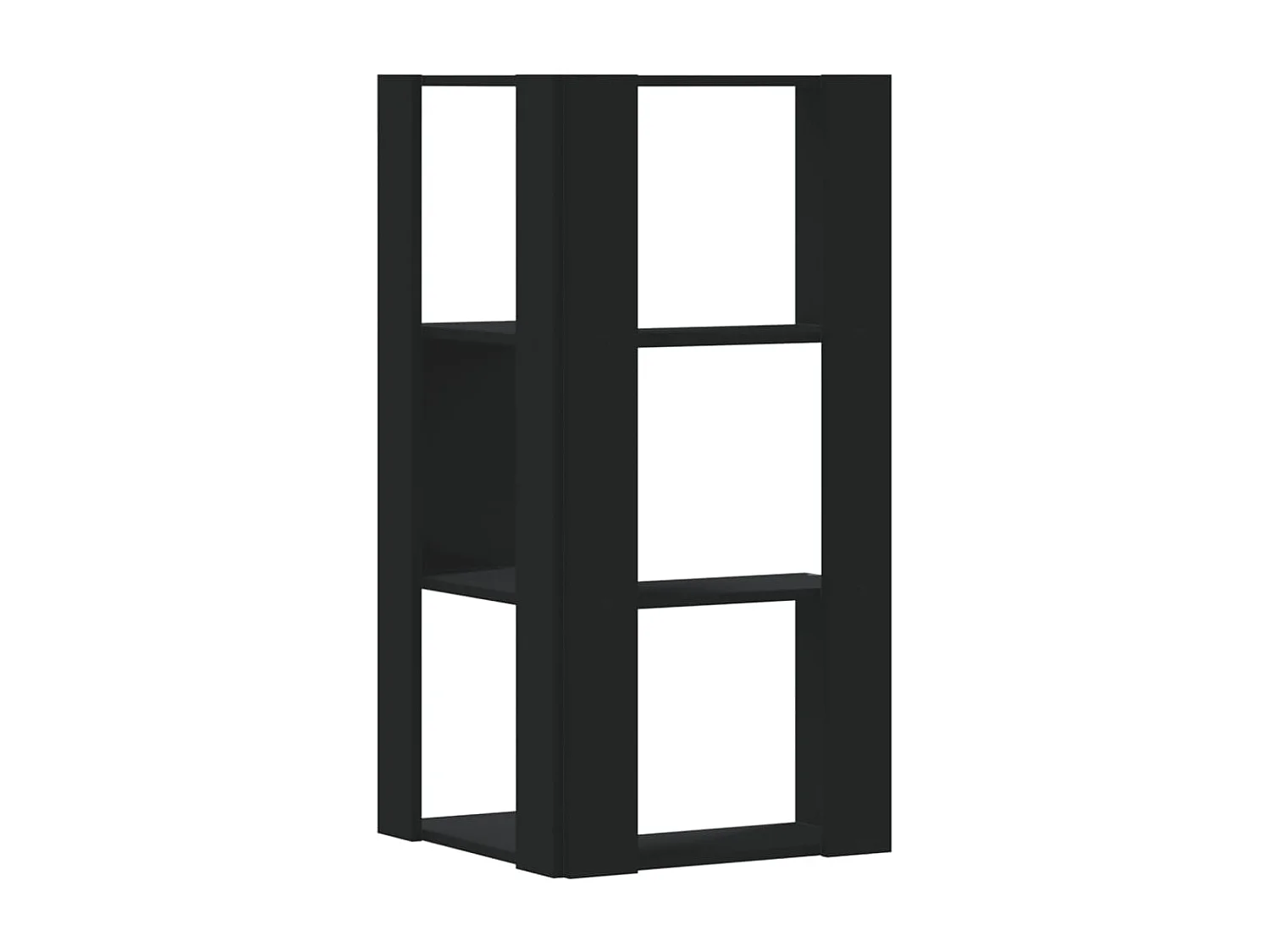 Estantería de esquina 3 niveles madera negro 50x50x102 cm