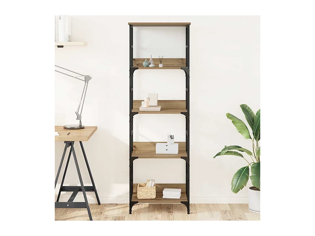 Bibliothèque chêne artisanal 50x33x153 cm bois d'ingénierie