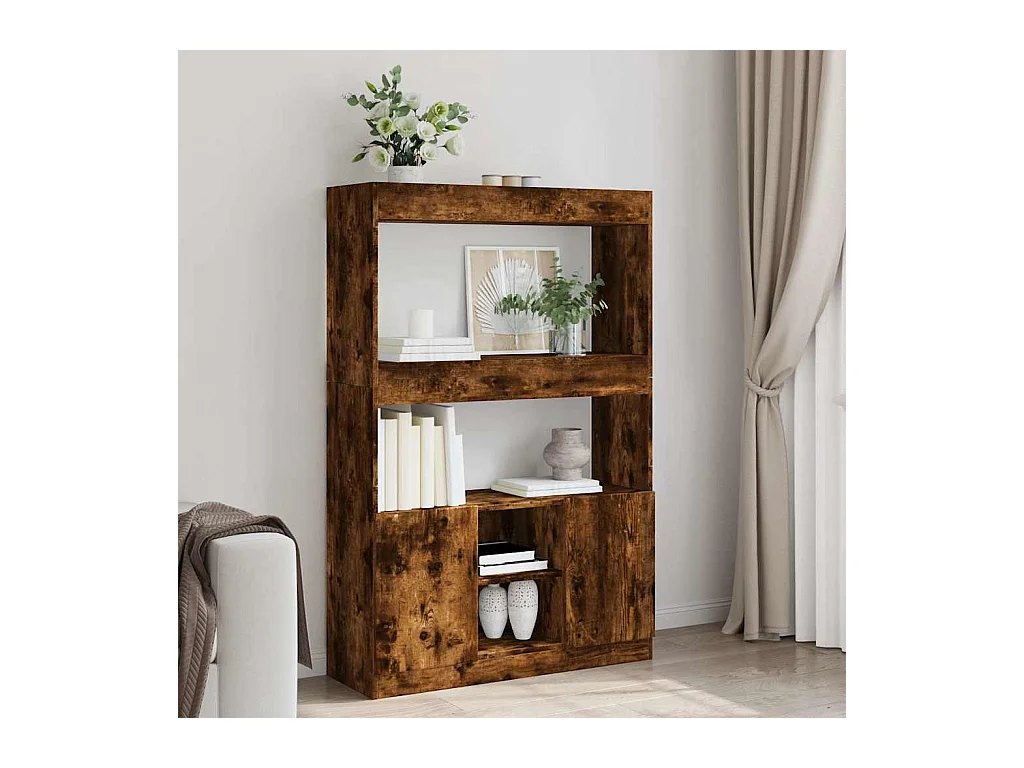 Bibliothèque chêne fumé 92x33x140 cm bois d'ingénierie